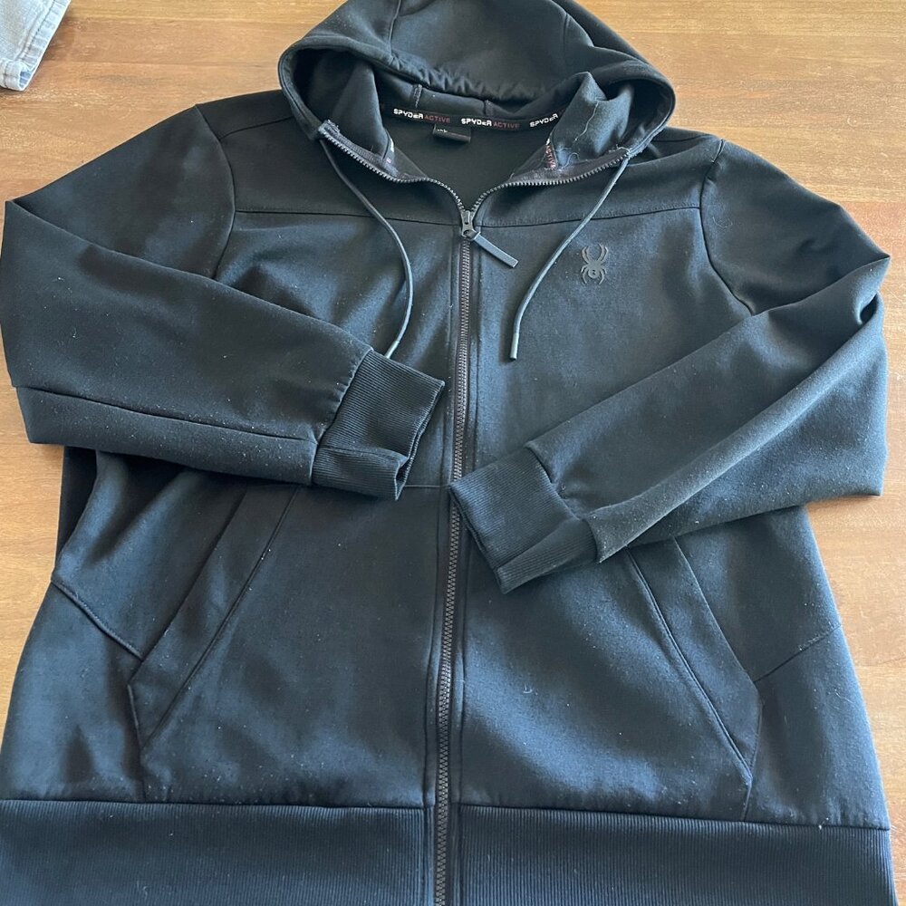 Spyder Black ProWeb Full Zip Hooded Jacket Sweatshirt Men's Size Medium XL